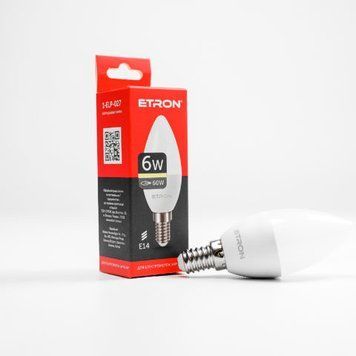 Лампа LED C37 6W 3000K 220V E14 1-ELP-027 ETRON Light Power 00-017527 фото