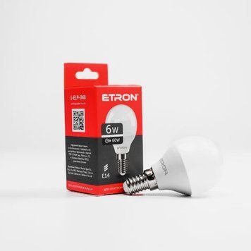 Лампа LED G45 6W 4200K 220V E14 1-ELP-048 ETRON Light Power 00-017540 фото
