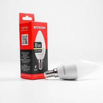 Лампа LED C37 8W 3000K 220V E14 1-ELP-023 ETRON Light Power 00-017523 фото
