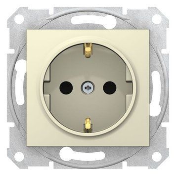 Розетка 1-а з з/к та з/шторк., крем, SDN3000123 Sedna Schneider 00-016703 фото