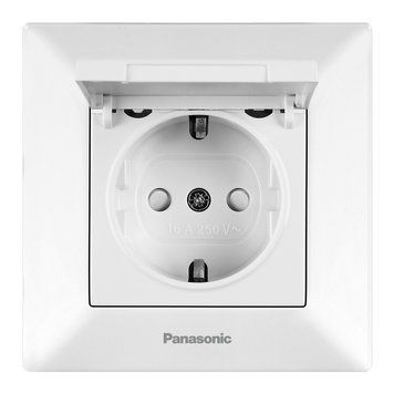 Розетка 1-а з з/к, зах.штор., кришка (біла) Arkedia Slim Panasonic 00-017138 фото