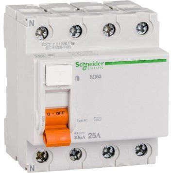Диф.вим.навантаження ВД63 4п 40А 300мА Schneider 00-006463 фото