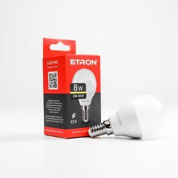 Лампа LED G45 8W 3000K 220V E14 1-ELP-043 ETRON Light Power 00-017535 фото