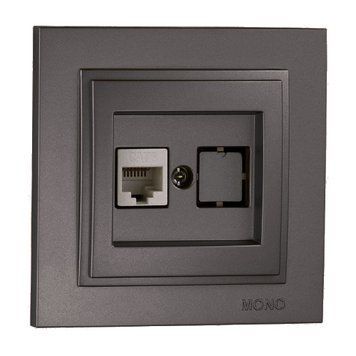 Розетка комп'ютерна (графіт) DESPINA 102-202005-125 00-015299 фото