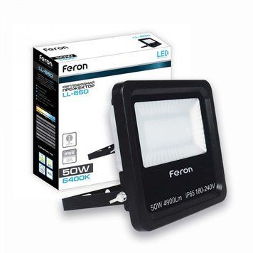 хххПрожектор LL-650 50W 6400K 4900Lm 230V(225*200*63mm) чорний IP 65 FERON 00-012484 фото