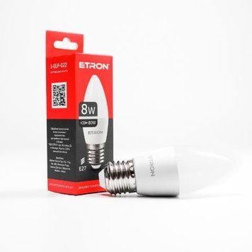 Лампа LED C37 8W 4200K 220V E27 1-ELP-022 ETRON Light Power 00-017522 фото