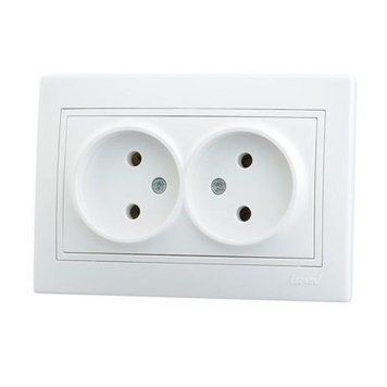 Розетка 2-а біла MIRA 701-0202-128В 00-011264 фото