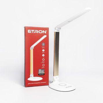 Лампа настільна LED 1-EDL-402 8W 3000-6000K White-gold ETRON Desk Lamp step 00-018271 фото