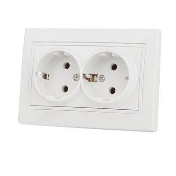 Розетка 2-а з з/к біла MIRA 701-0202-127В 00-011263 фото