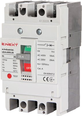 Автоматичний вимикач e.industrial.ukm.60S.25, 3р, 25А 00-021203 фото