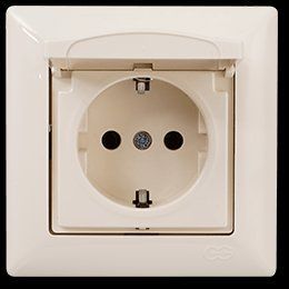 Розетка 1 скр. з зазем. з кришкою VISAGE (крем) 00-007467 фото