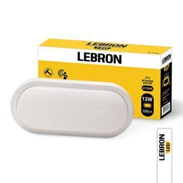 Світильник LED L-WLO-S 12W,4100K 1050Lm, IP54 овал СВЧ д.р. LEBRON 00-016430 фото