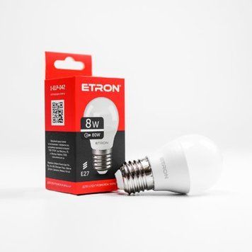 Лампа LED G45 8W 4200K 220V E27 1-ELP-042 ETRON Light Power 00-017534 фото