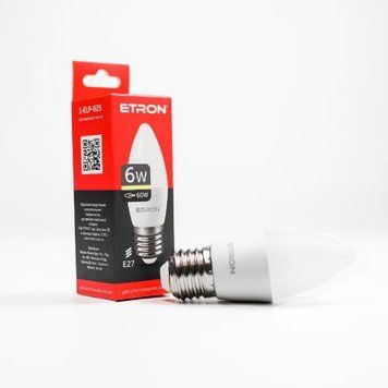Лампа LED C37 6W 3000K 220V E27 1-ELP-025 ETRON Light Power 00-017525 фото