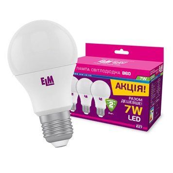 Лампа ELM LED B60 7W E27 4000K 18-0119 (по 3шт) 00-012747 фото