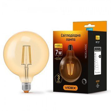 Лампа LED Filament G125FAD 7W E27 2200K 220V (VL-G125FAD-07272) діммер VIDEX 00-014904 фото