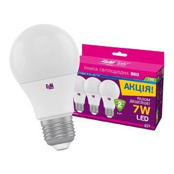 Лампа ELM LED B60 7W E27 4000K 18-0140 (по 3шт) 00-014286 фото
