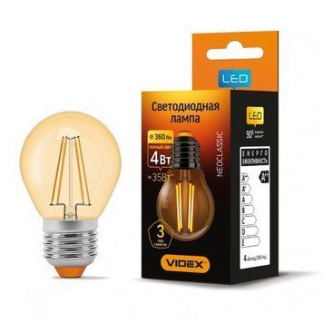 Лампа LED Filament G45FA 4W E27 2200K 220V (VL-G45FA-04272) бронза VIDEX 00-017377 фото
