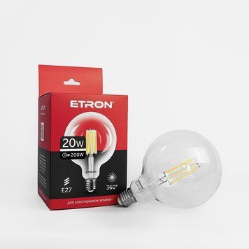 Лампа LED G125 20W 4200K 220V E27 1-EFP-174 ETRON Filament power 00-018423 фото