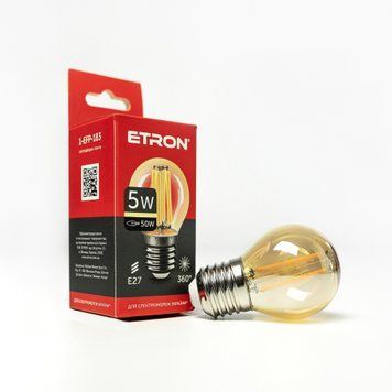 Лампа LED G45 5W 2700K 220V E27 1-EFP-183 ETRON Filament power 00-018424 фото