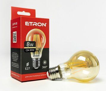 Лампа LED A60 8W 2700K 220V E27 1-EFP-185 ETRON Filament Power 00-019018 фото