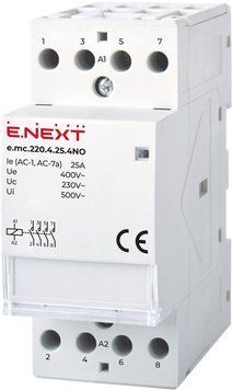 Контактор модульний e.mc.220.4.25.4NO, 4р, 25А, 4NO, 220В, E.NEXT 00-021145 фото