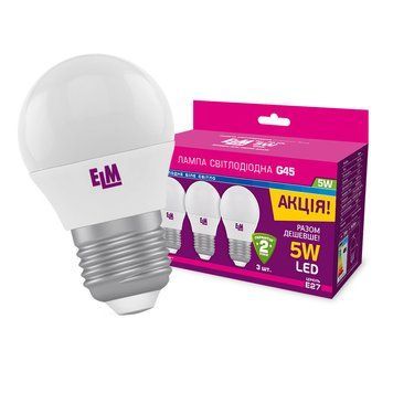 Лампа ELM LED D45 5W E27 4000K 18-0100 (по 3шт) 00-012374 фото