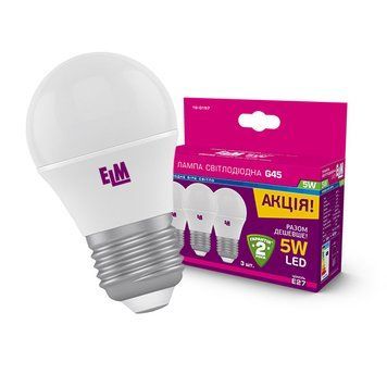 Лампа ELM LED D45 5W E27 4000K 18-0157 (по 3шт) сфера 00-013942 фото