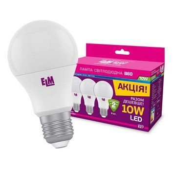 Лампа ELM LED B60 10W E27 4000K 18-0099 (по 3шт) 00-012373 фото