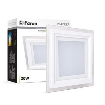 Світильник LED AL2111 20W квадрат.вбудов. 1600Lm 5000K 200*200*36mm 00-010659 фото