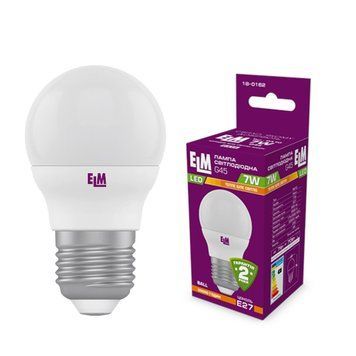 Лампа ELM LED D45 7W E27 3000K 18-0162 сфера 00-013966 фото