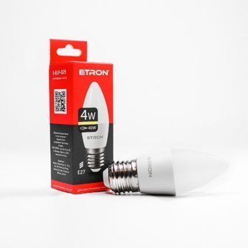 Лампа LED C37 4W 3000K 220V E27 1-ELP-029 ETRON Light Power 00-017529 фото