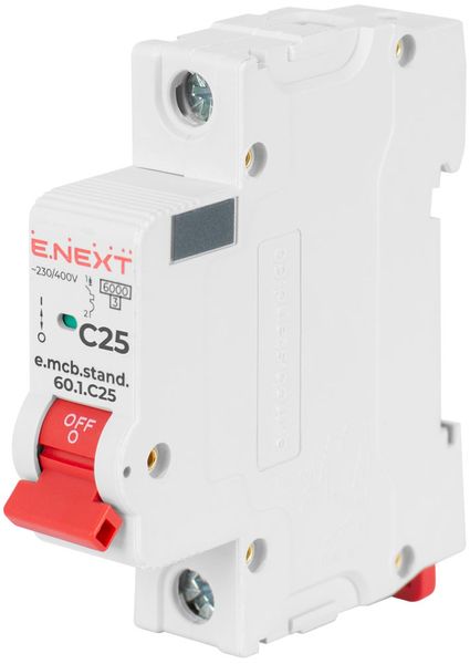 Автоматичний вимикач e.mcb.stand.60.1 C25, 1p,25A, C, 6kA 00-020468 фото