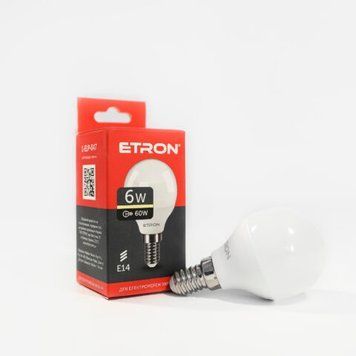 Лампа LED G45 6W 3000K 220V E14 1-ELP-047 ETRON Light Power 00-017539 фото
