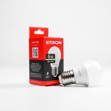 Лампа LED G45 6W 3000K 220V E27 1-ELP-045 ETRON Light Power 00-017537 фото
