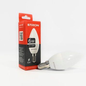 Лампа LED C37 6W 4200K 220V E14 1-ELP-028 ETRON Light Power 00-017528 фото