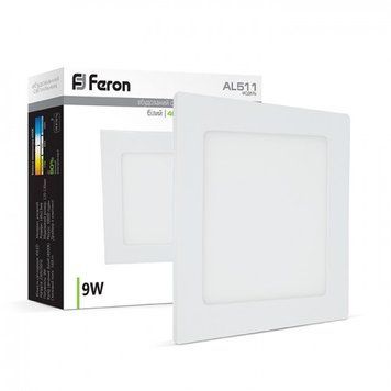 Світильник LED AL511 9W квадрат 540Lm 4000K 146*13,5mm 00-012506 фото